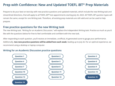 第3回 実際のテスト問題に無料でチャレンジ！「TOEFL iBT Free